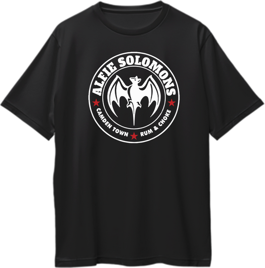 Oversized unisex t-shirt featuring 'Solomons Rum & Choke' design, inspired by Alfie Solomons from Peaky Blinders."