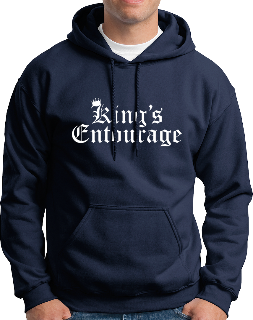 Navy Blue Birthday King's Entourage Unisex Hoodie by Garrari with matching birthday squad design
