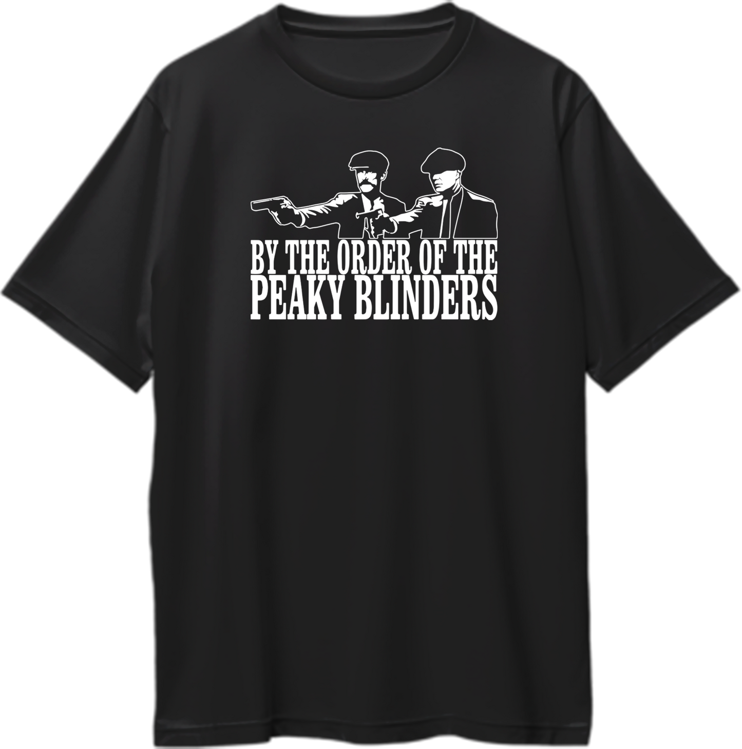 Oversized unisex t-shirt featuring Tommy and Arthur Shelby with 'By the Order of the Peaky Blinders' text.