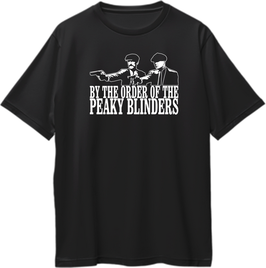 Oversized unisex t-shirt featuring Tommy and Arthur Shelby with 'By the Order of the Peaky Blinders' text.