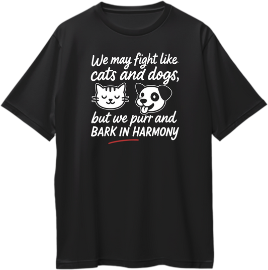 We Fight Like Cats & Dogs Oversized Unisex T-Shirt | Rakhi Sibling Gift
