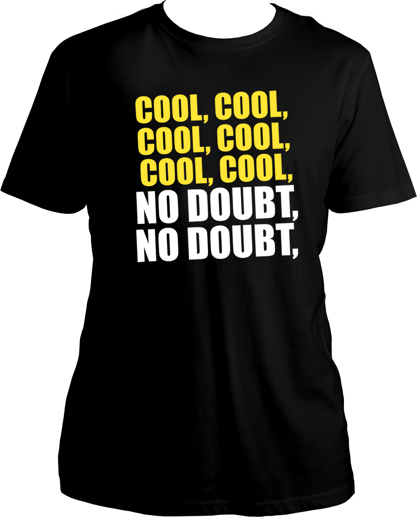 Step into the hilarious world of Brooklyn Nine-Nine with our unisex cotton T-shirt featuring the iconic "Cool, Cool, Cool, Cool, Cool, Cool, No Doubt, No Doubt" incident! This tee is not just a garment; it's a piece of comedy gold that only true fans will appreciate.