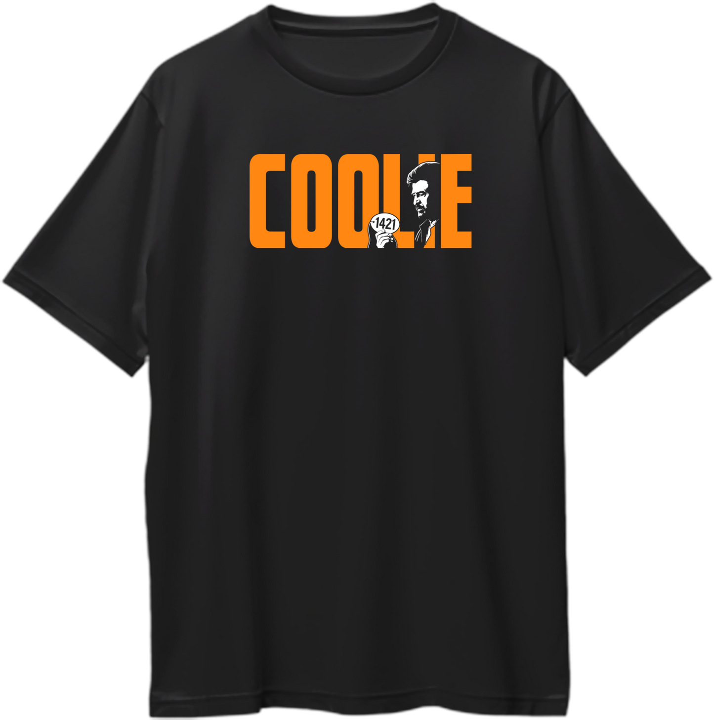 Coolie 1421 oversized unisex T-shirt with bold orange logo and character graphic, premium cotton streetwear fan merch