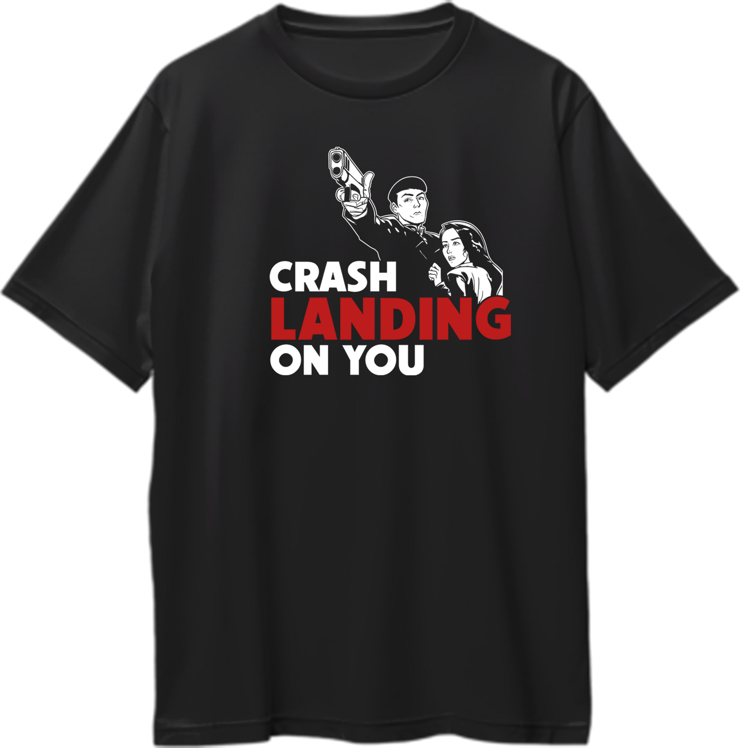Oversized unisex t-shirt featuring design inspired by Crash Landing On You K-drama.