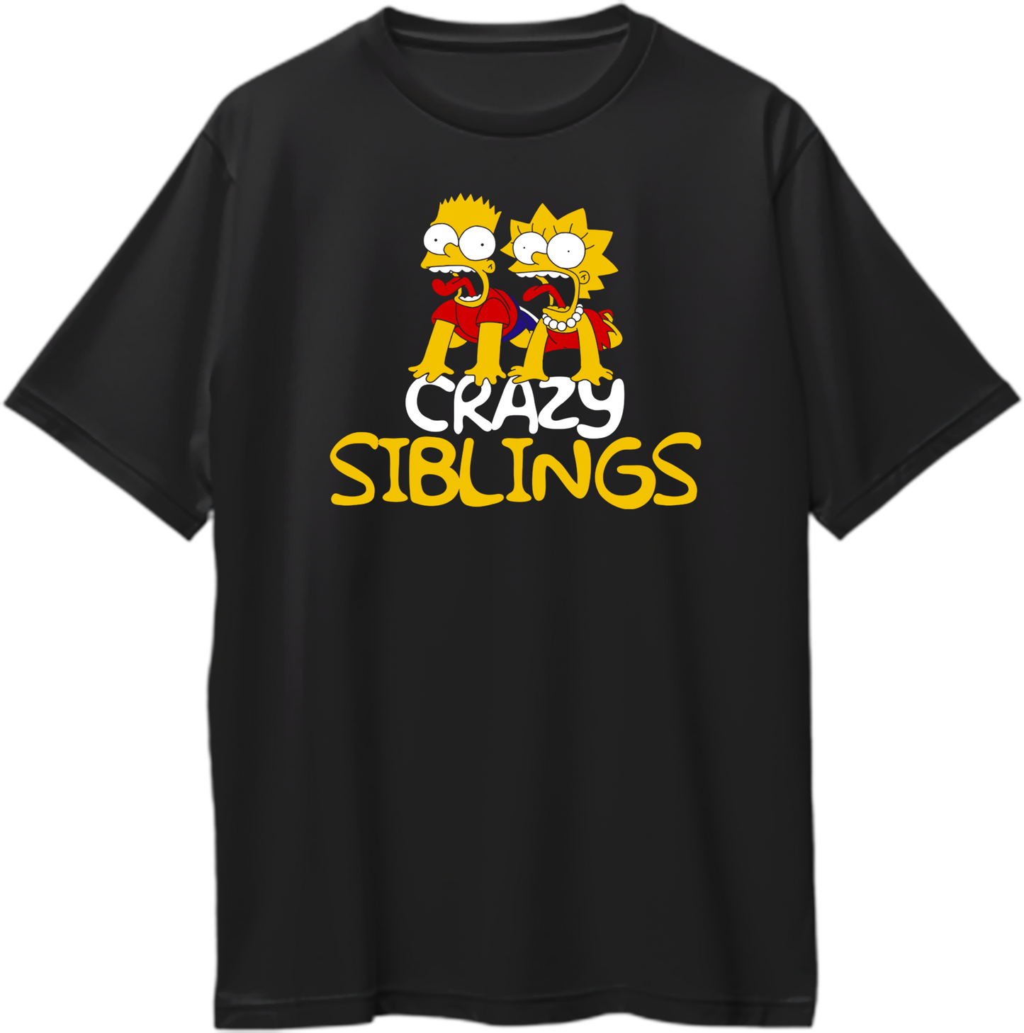 Crazy Siblings Oversized T-Shirt with funny brother sister cartoon