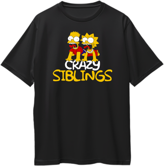 Crazy Siblings Oversized T-Shirt with funny brother sister cartoon