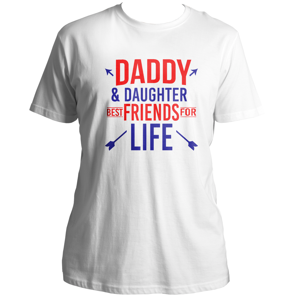 Daddy & Daughter Best Friends For Life White Unisex T-Shirt by Garrari with blue and contrast father daughter statement print