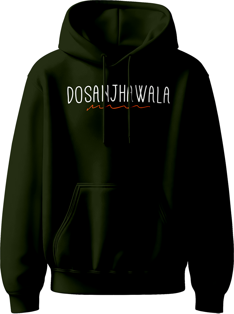 Dosanjhawala Diljit Dosanjh Unisex Hoodie with bold “Dosanjhawala” text, perfect for fans of Diljit’s music and his 2024 Dil-Luminati Tour.