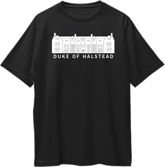 Duke of Halstead The Gentlemen Oversized Unisex T-Shirt featuring bold text inspired by Eddie Halstead’s manor from the movie The Gentlemen, perfect for fans of the film and stylish fashion.