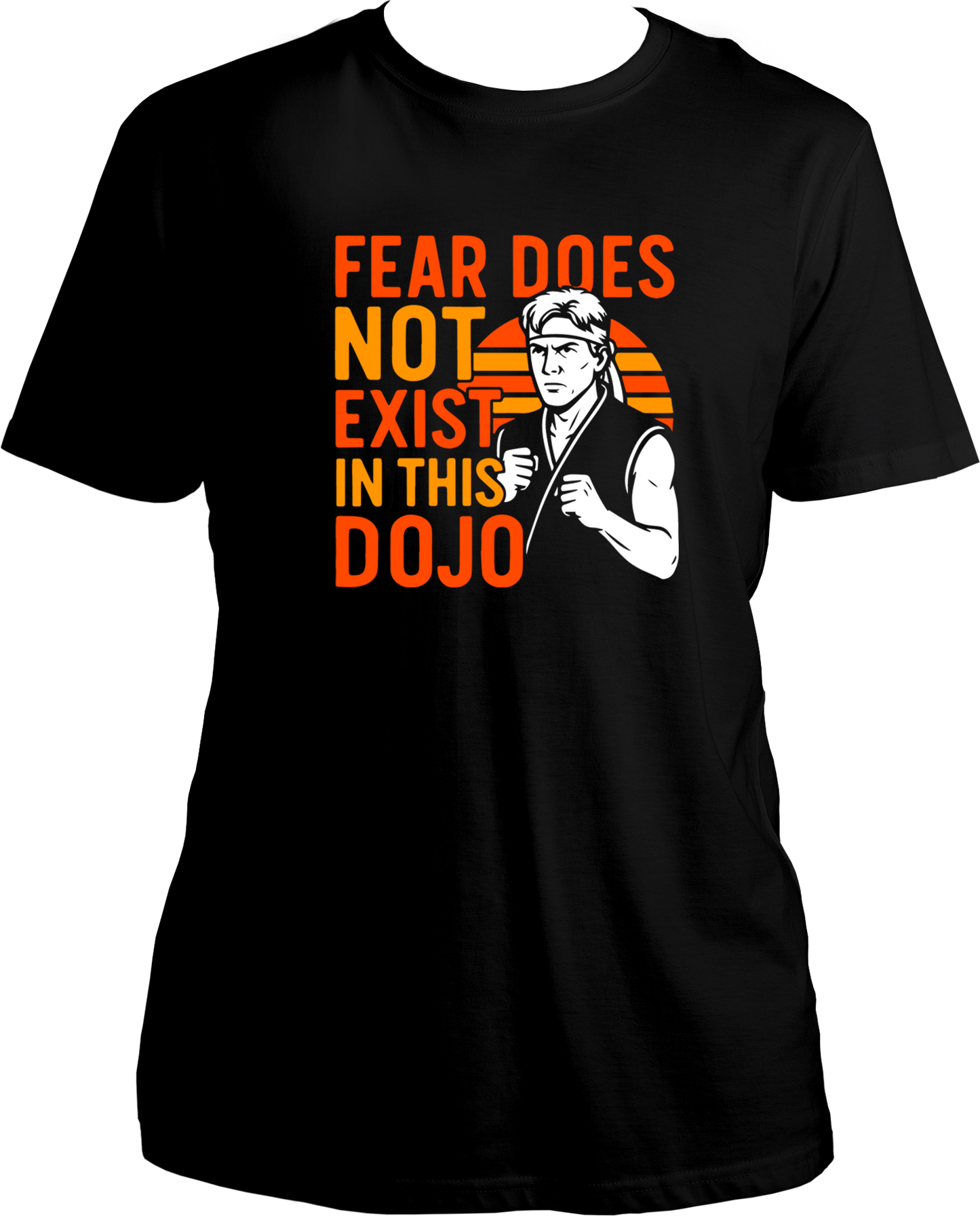Cobra Kai regular fit unisex T-shirt with Fear Does Not Exist quote chest print