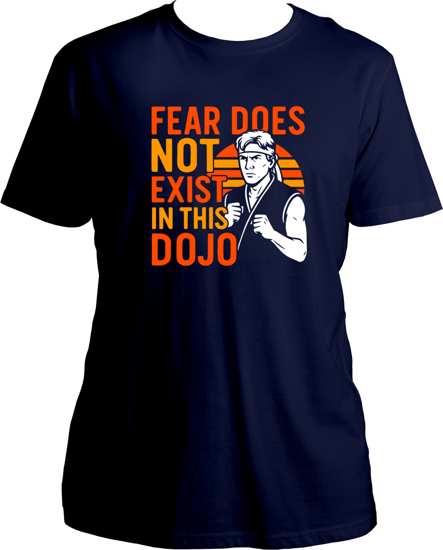 Cobra Kai regular fit unisex T-shirt with Fear Does Not Exist quote chest print