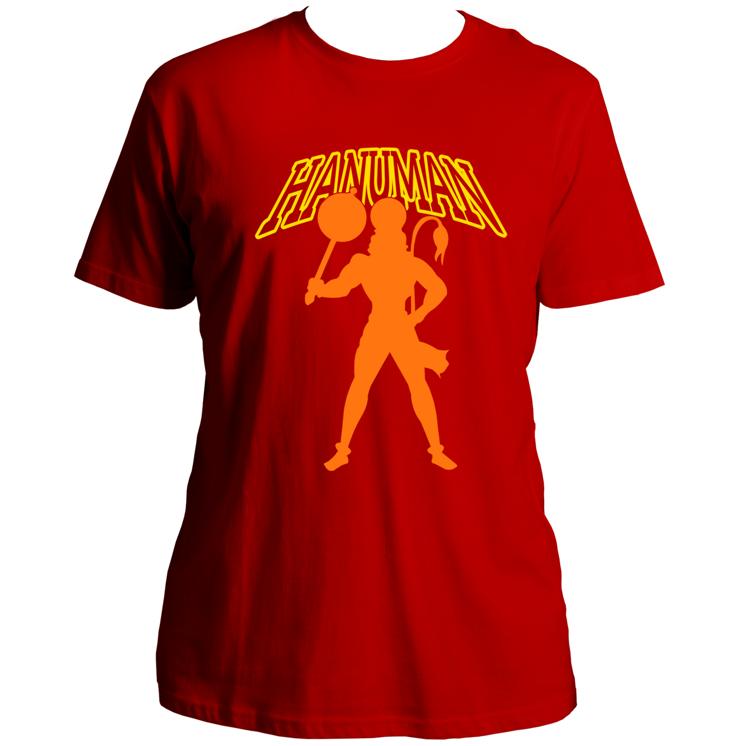 Red Hanuman Ji unisex T-shirt with Lord Hanuman devotional print by Garrari