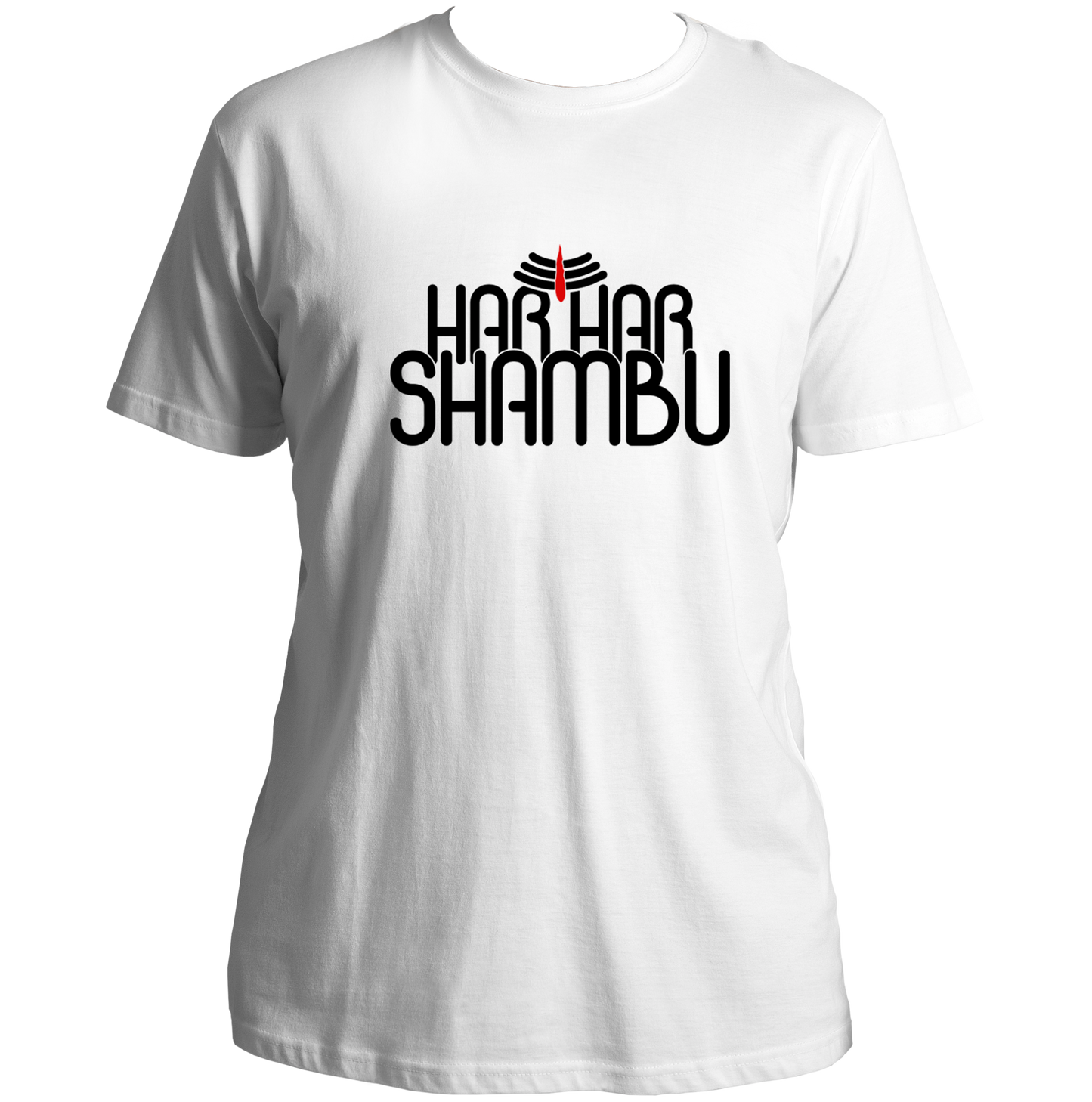 White Har Har Shambhu unisex T-shirt with Mahadev typography print by Garrari