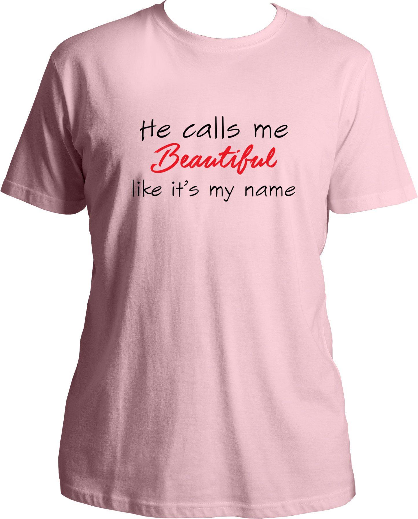 Adorn your special someone with a classic and timeless piece of garment from Garrari. He Calls Me Beautiful Unisex T-Shirts is exquisitely crafted from fine cotton and tailored for a snug fit. These special t-shirts for your wife or partner, with beautiful girl designs, are sure to make her feel truly adored. Get the perfect gift of love with Garrari's wide range of quote t-shirts.