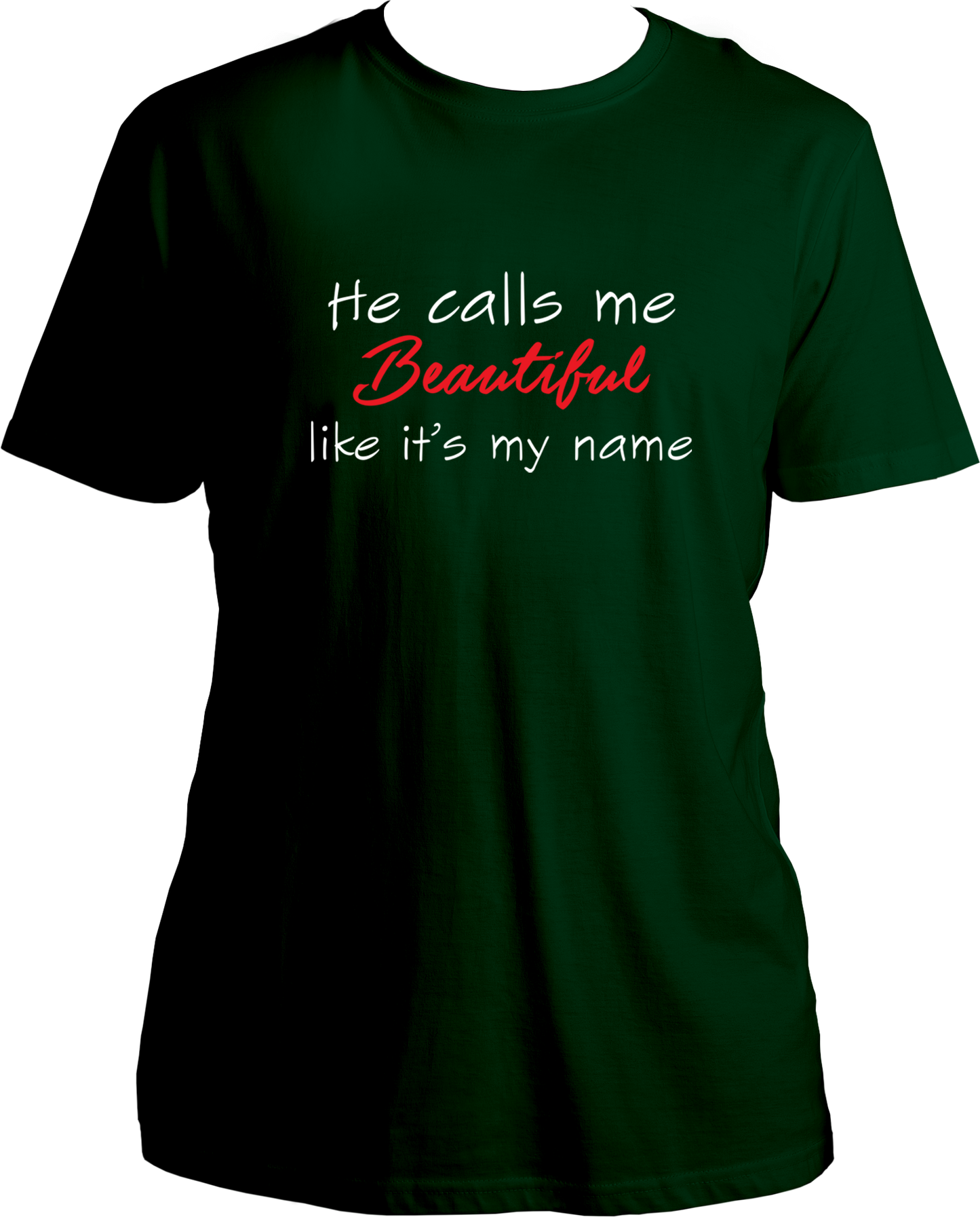 Adorn your special someone with a classic and timeless piece of garment from Garrari. He Calls Me Beautiful Unisex T-Shirts is exquisitely crafted from fine cotton and tailored for a snug fit. These special t-shirts for your wife or partner, with beautiful girl designs, are sure to make her feel truly adored. Get the perfect gift of love with Garrari's wide range of quote t-shirts.