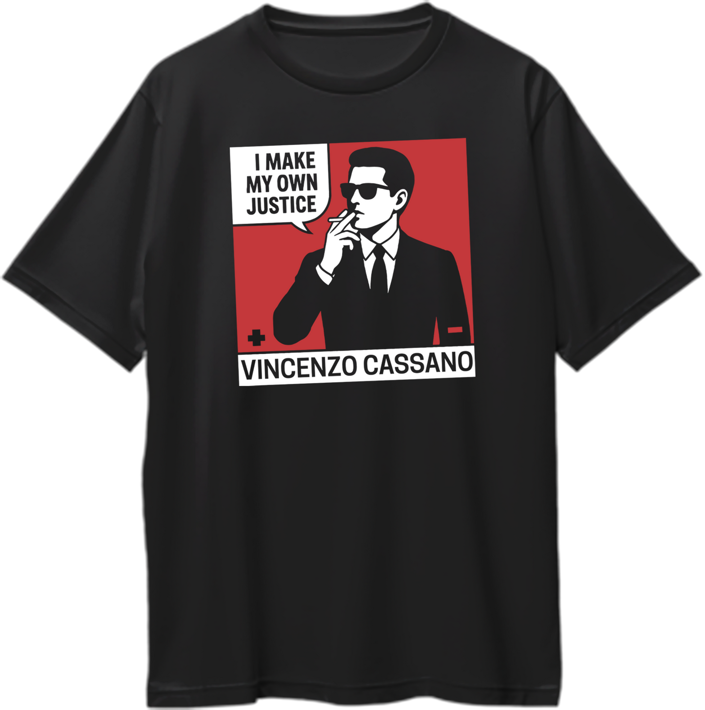 Oversized Vincenzo Korean T-shirt with I Make My Own Justice chest print in cotton