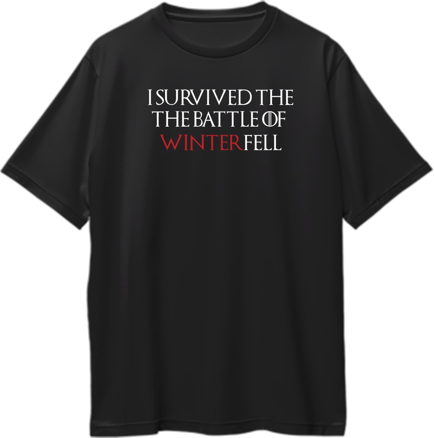 Oversized unisex t-shirt with 'I Survived The Battle of Winterfell' design, inspired by Game of Thrones' epic battle