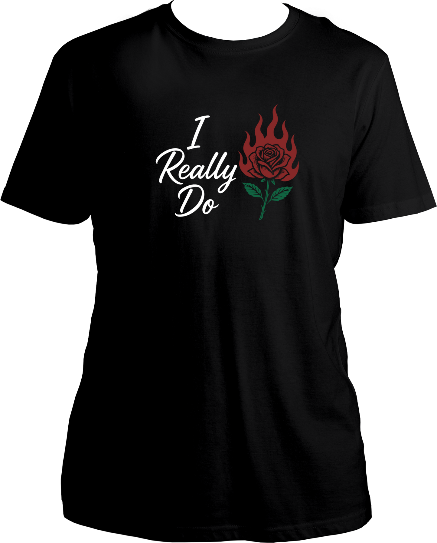 regular-fit T-shirt with ‘I Really Do’ text and burning red rose graphic inspired by Karan Aujla.
