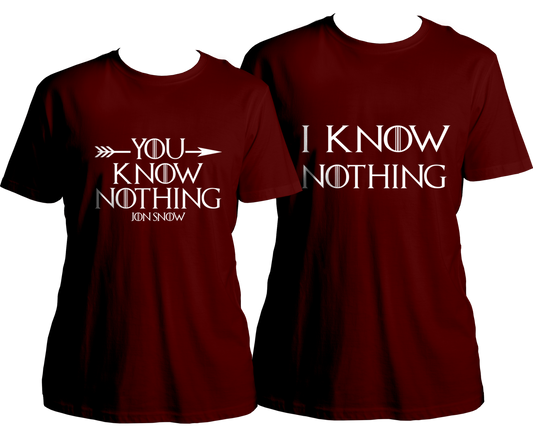 Know Nothing Couple Combo Unisex T-Shirts