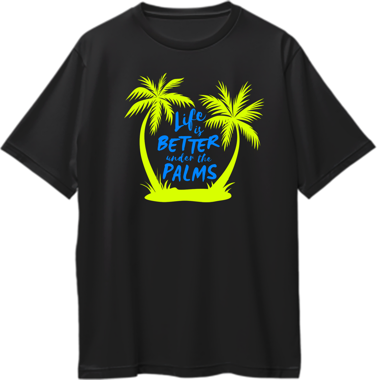 Black Life Is Better Under The Palms Oversized T-Shirt by Garrari with palm tree vacation graphic