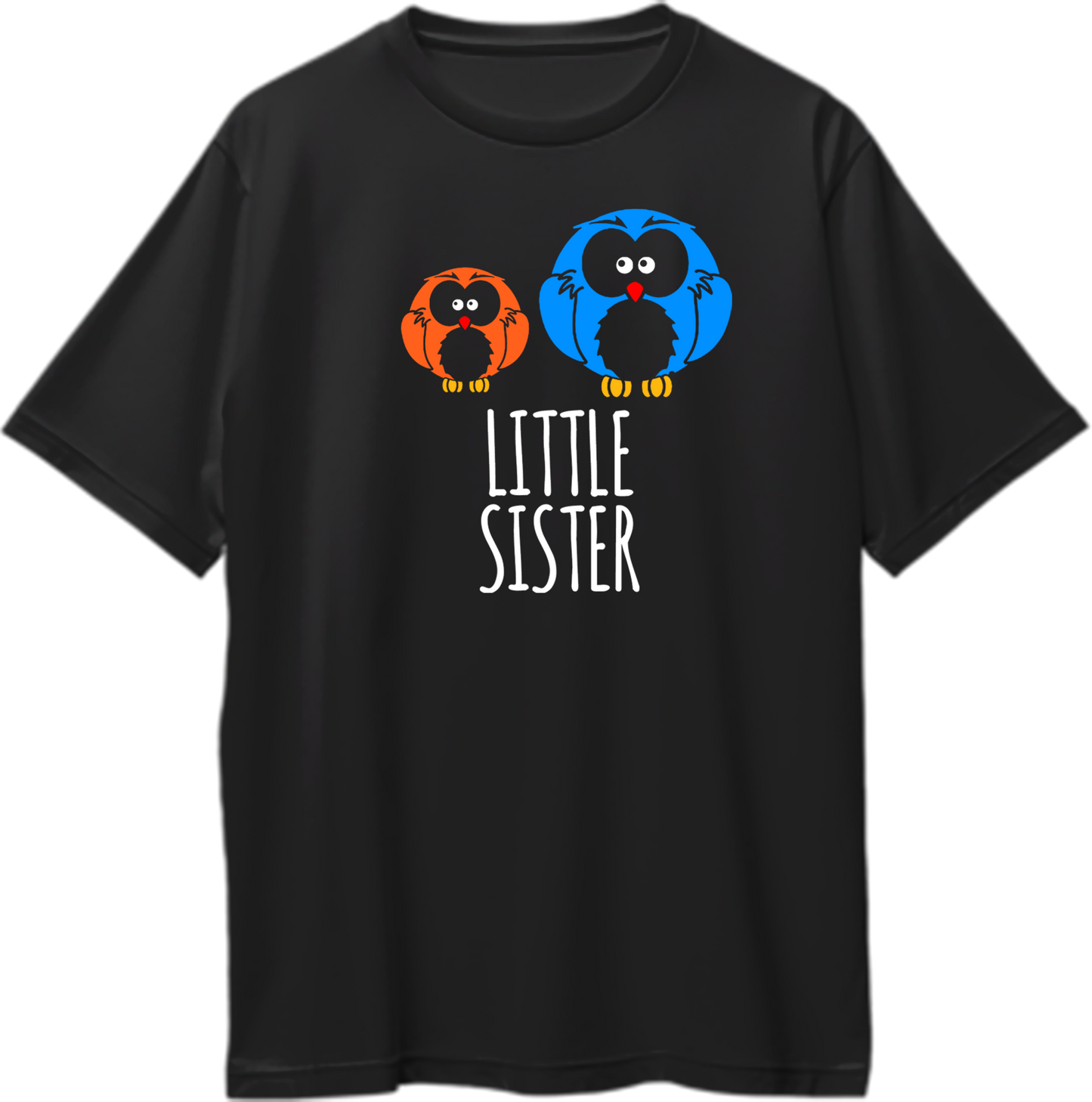 Little Sister Oversized T-Shirt Black – Owl Graphic Front View