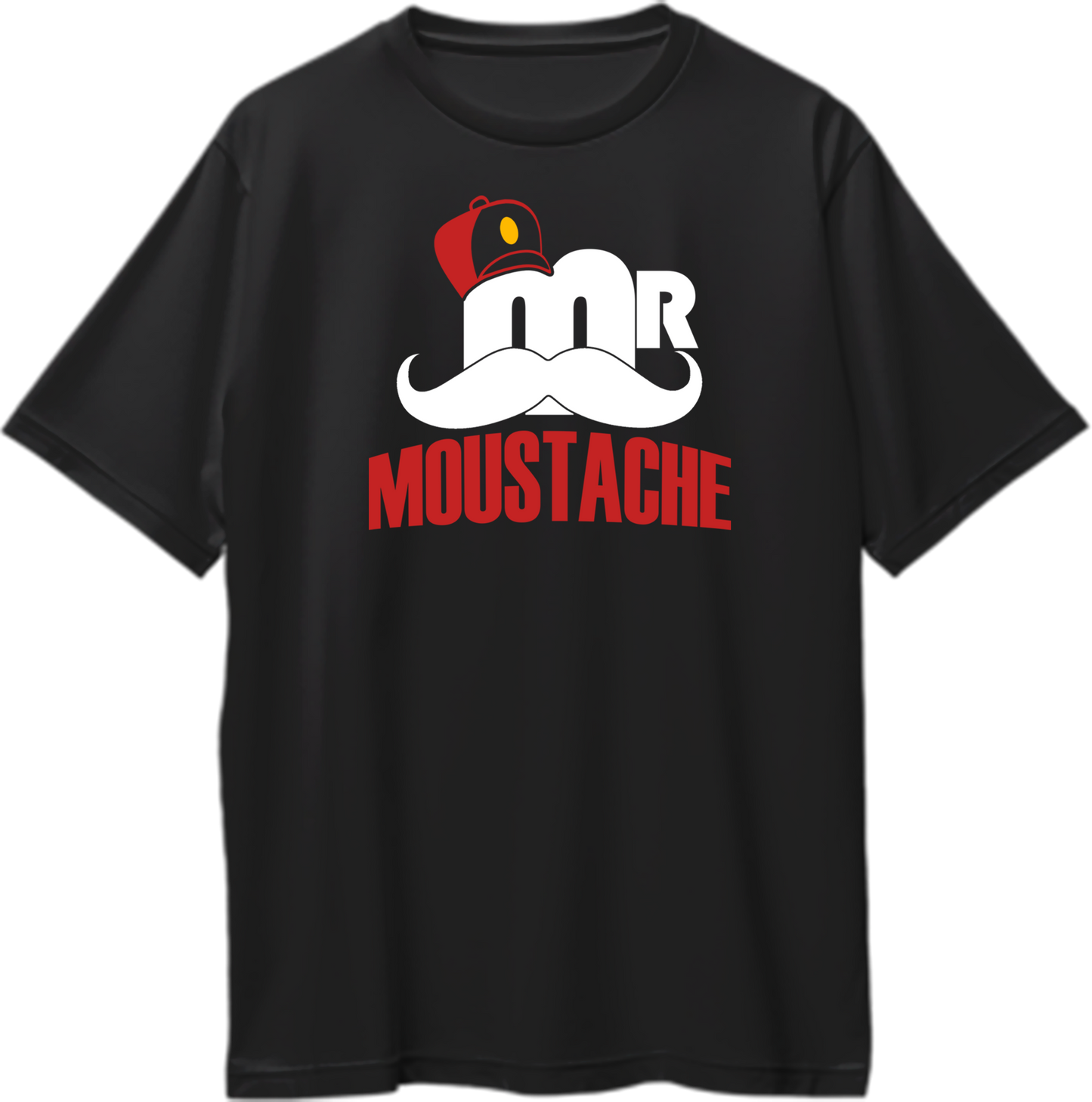Black Mr. Moustache Oversized T-Shirt with bold moustache graphic by Garrari