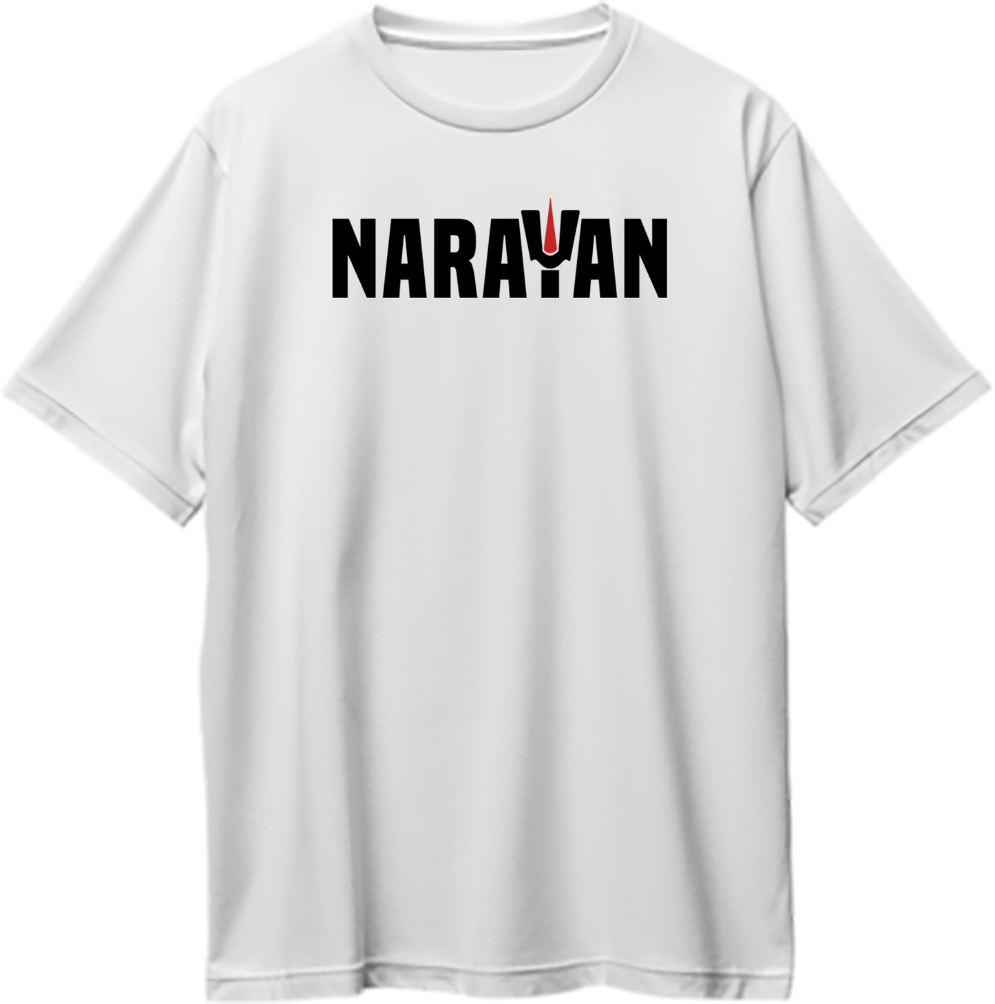 Narayan Oversized Unisex T-Shirt featuring a devotional design with a mantra invoking Lord Vishnu’s blessings, perfect for spiritual wear.