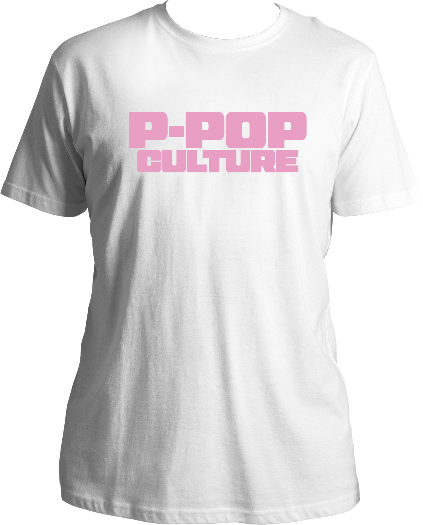 unisex T-shirt with soft pink bold P-POP CULTURE text inspired by Punjabi pop culture and Karan Aujla.