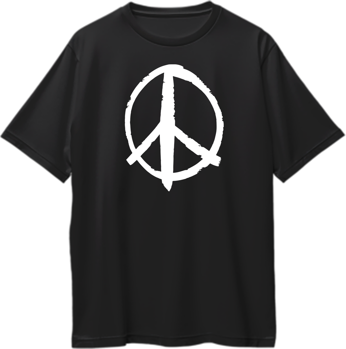 Black Peace Sign Oversized T-Shirt featuring a bold white brush-style peace symbol graphic