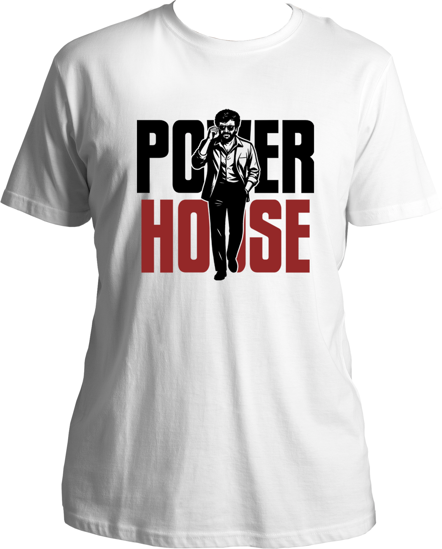 Coolie Power House white regular fit t-shirt with bold red and white typography and walking pose graphic