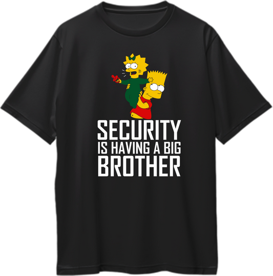 Security Is Having A Big Brother oversized black T-shirt with Simpsons graphic – matching Rakhi sibling gift tee
