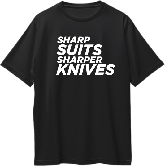 Sharp Suits Sharper Knives The Gentlemen Oversized Unisex T-Shirt featuring a minimalist design inspired by the movie The Gentlemen, perfect for fans of crime thrillers.