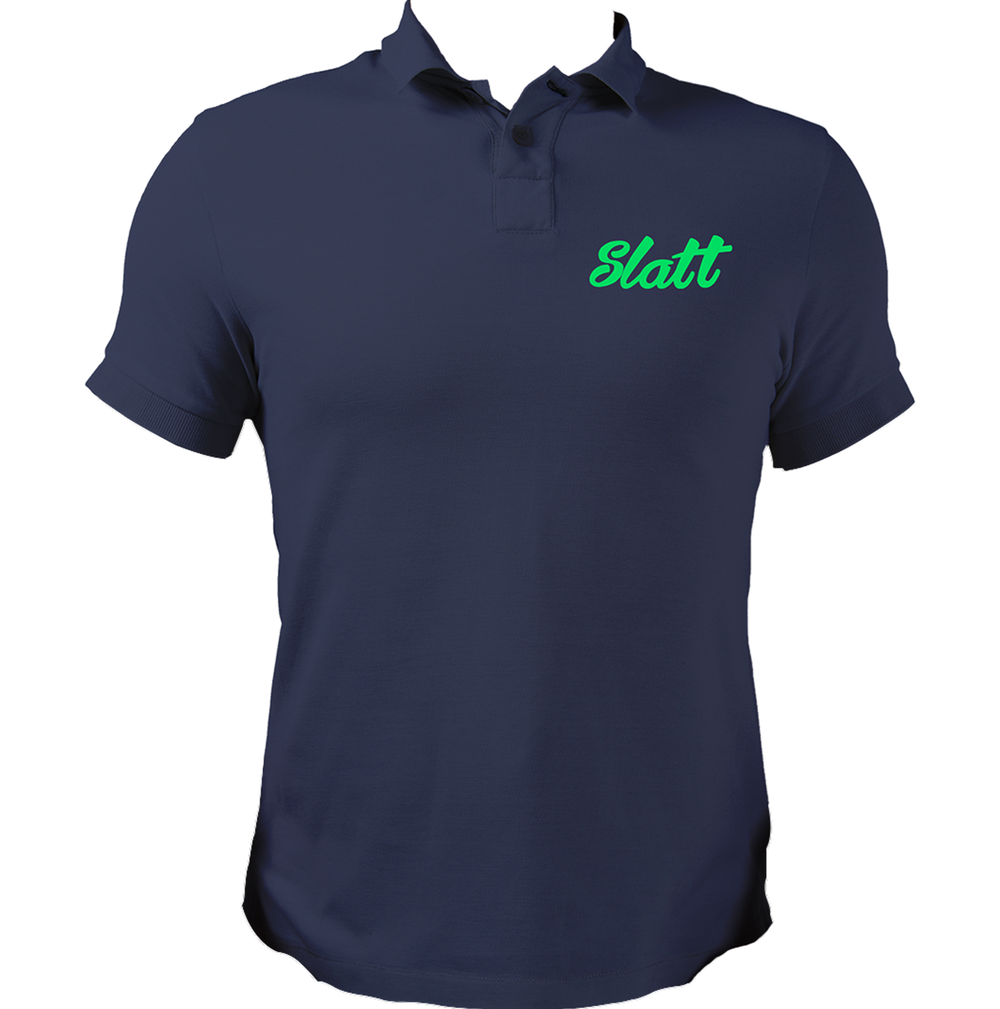 Navy Blue Slatt Unisex Polo with MC Stan-inspired Slatt chest print by Garrari