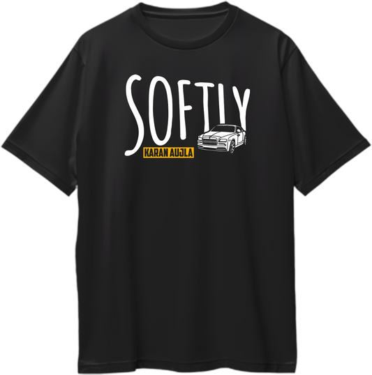 Front view of the Softly Karan Aujla Oversized Unisex T-Shirt, inspired by his hit track from the album Making Memories