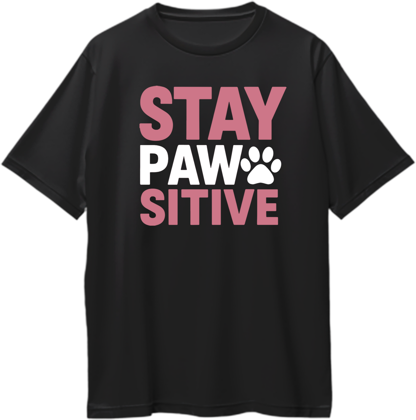 Stay Pawsitive Oversized Unisex T-Shirt with paw print design