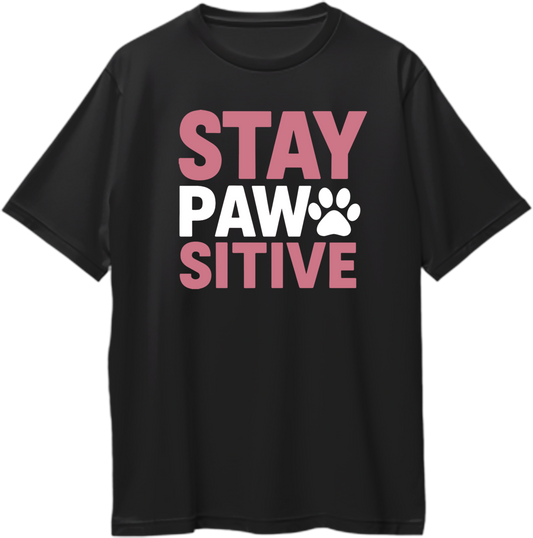 Stay Pawsitive Oversized Unisex T-Shirt with paw print design