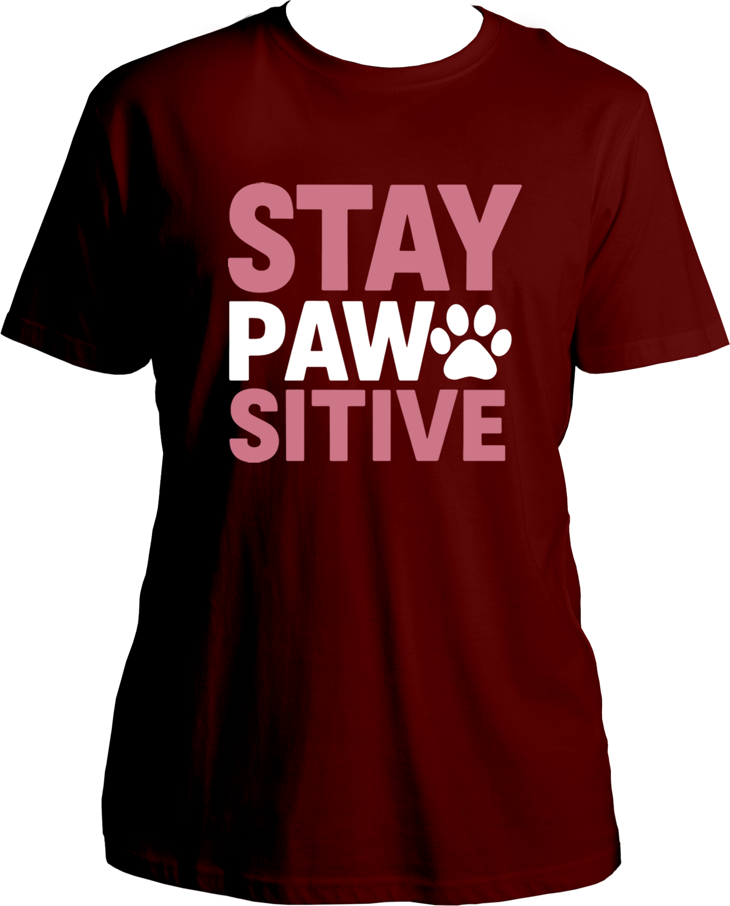 Dog lover t-shirt with “Stay Pawsitive” graphic