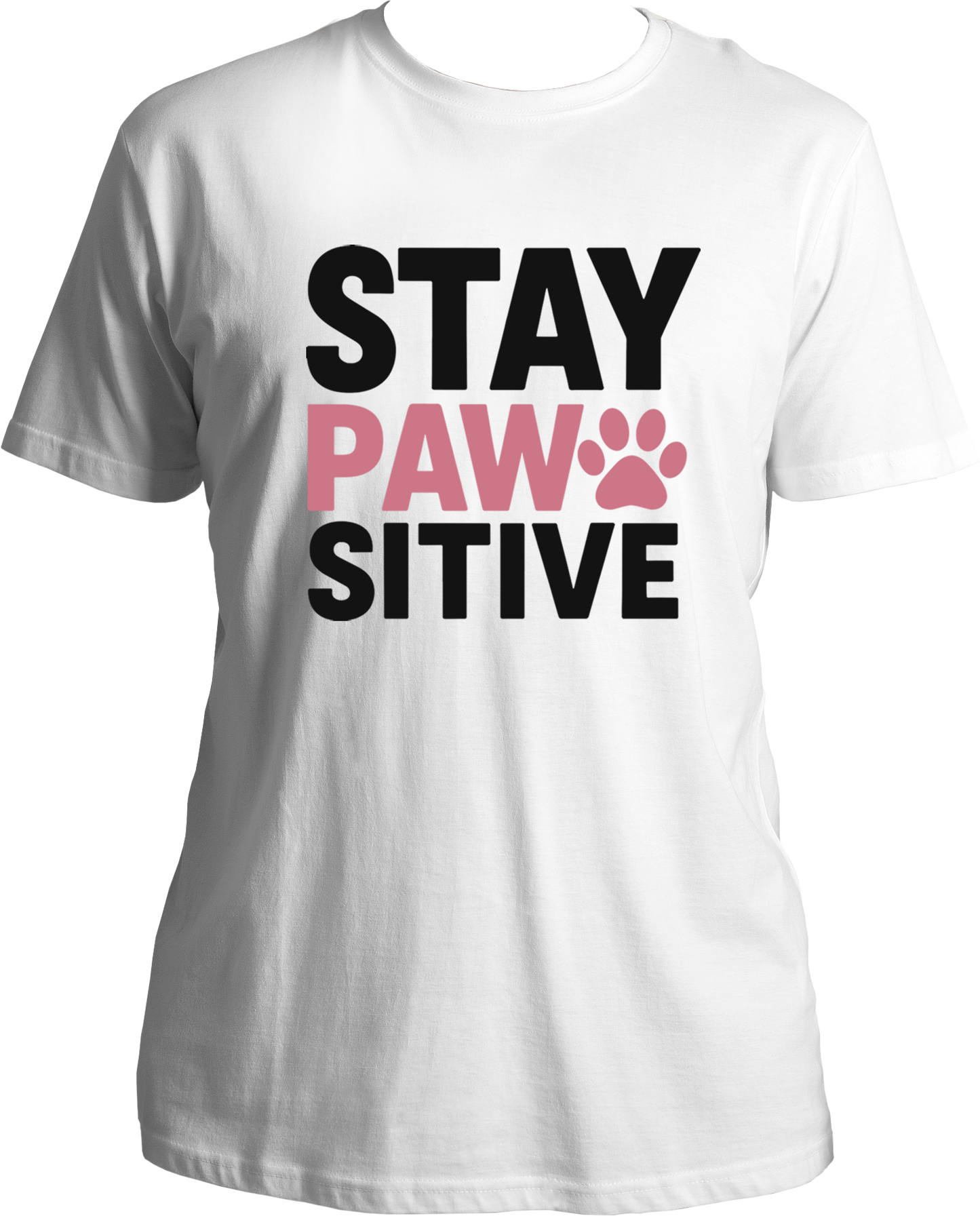 Dog lover t-shirt with “Stay Pawsitive” graphic