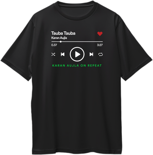 Tauba Tauba Karan Aujla Oversized T-Shirt celebrating his hit track featuring Vicky Kaushal, perfect for fans and concerts
