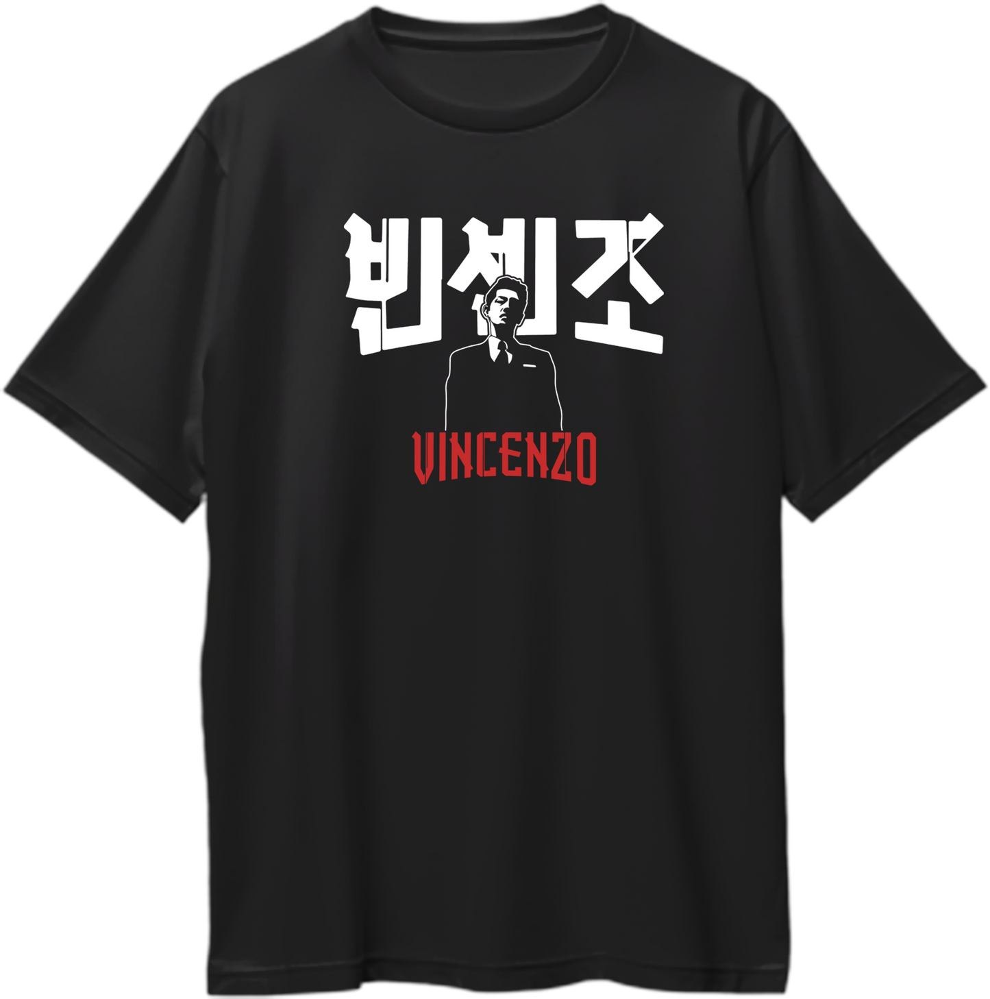 Vincenzo Korean drama oversized T-shirt with Hangul lettering and silhouette print