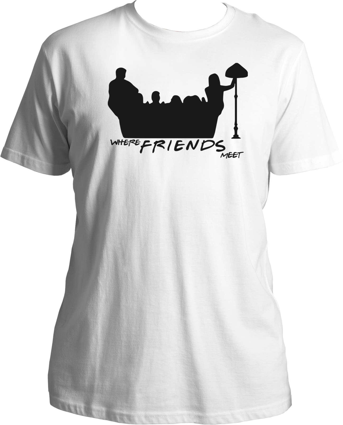 Introducing our exclusive collection of Round Neck Cotton T-Shirts, featuring iconic designs inspired by the beloved TV show F.R.I.E.N.D.S. Dive into nostalgia with our specially crafted tees that pay homage to the cherished moments shared by Ross, Phoebe, Monica, Rachel, Chandler, and Joey on the iconic couch at Central Perk.