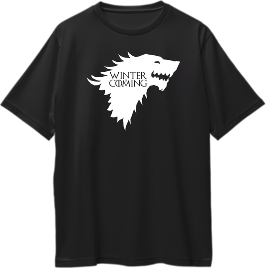 Oversized unisex t-shirt with the phrase 'Winter Is Coming' from Game of Thrones