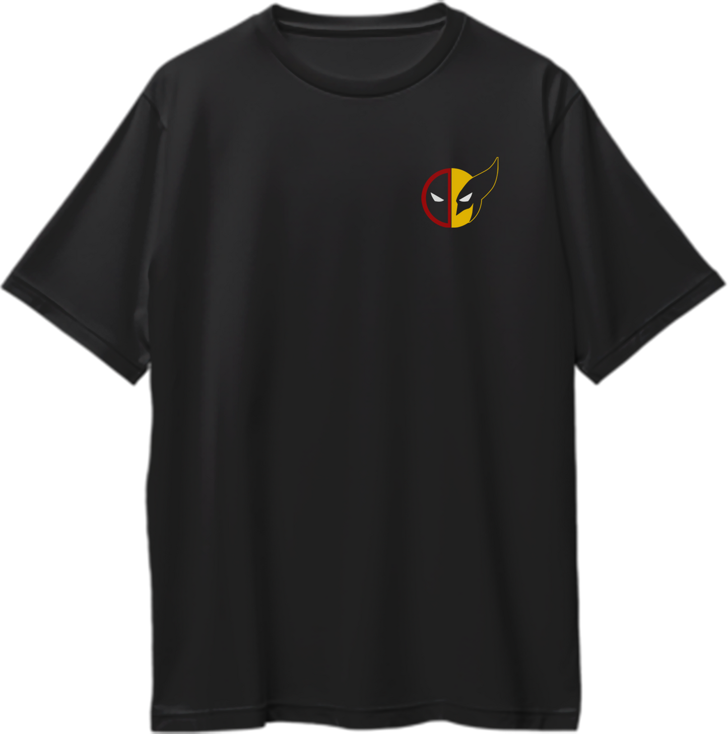 Red & yellow oversized t-shirts, Deadpool and Wolverine fan tees, oversized unisex superhero t-shirts, mutant anti-hero graphic tees, pop culture oversized tees, unisex casual t-shirts.