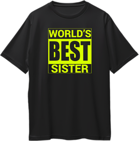 World’s Best Sister Oversized T-Shirt Black – Front View