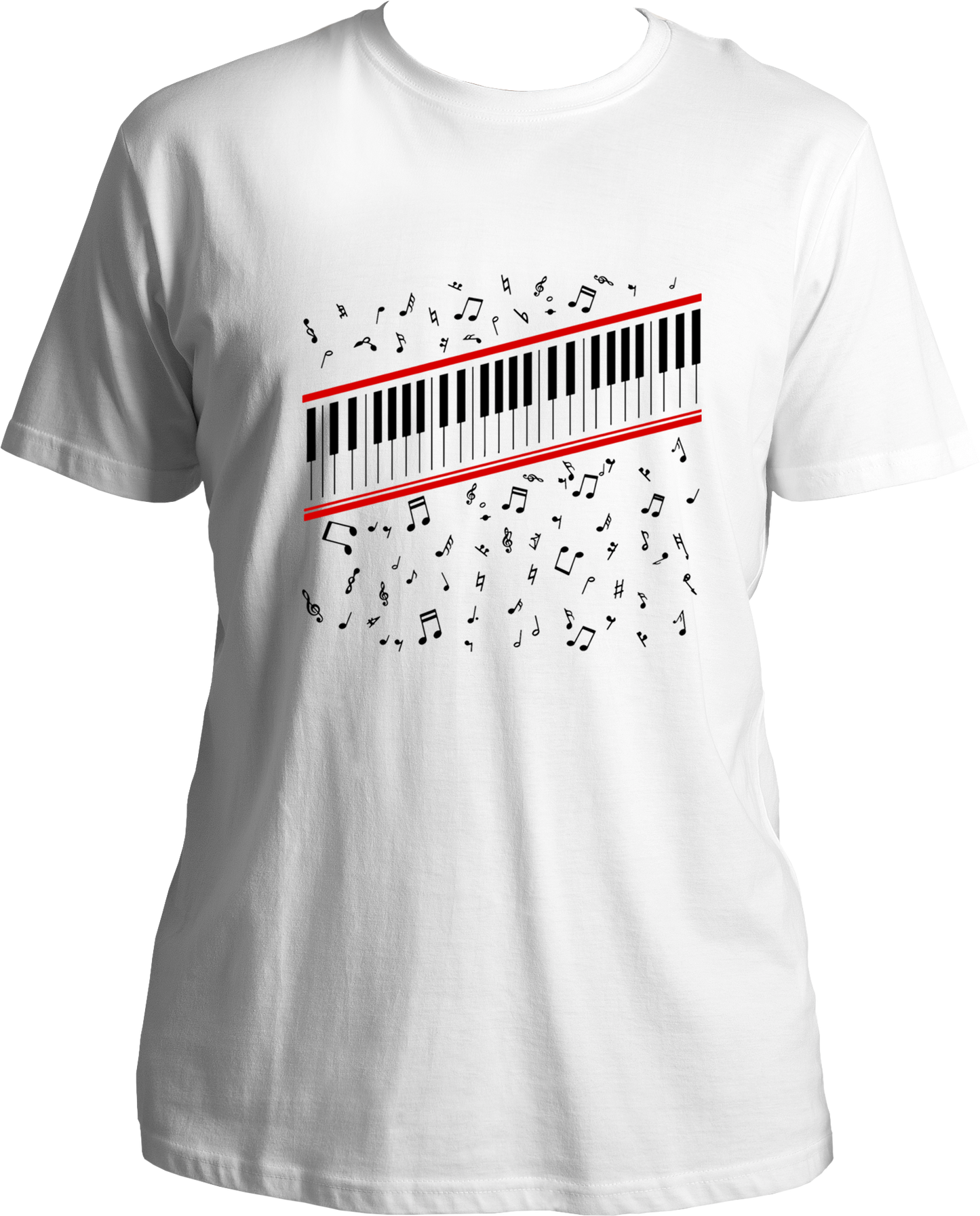 piano keys music notes white t shirt minimal music graphic tee