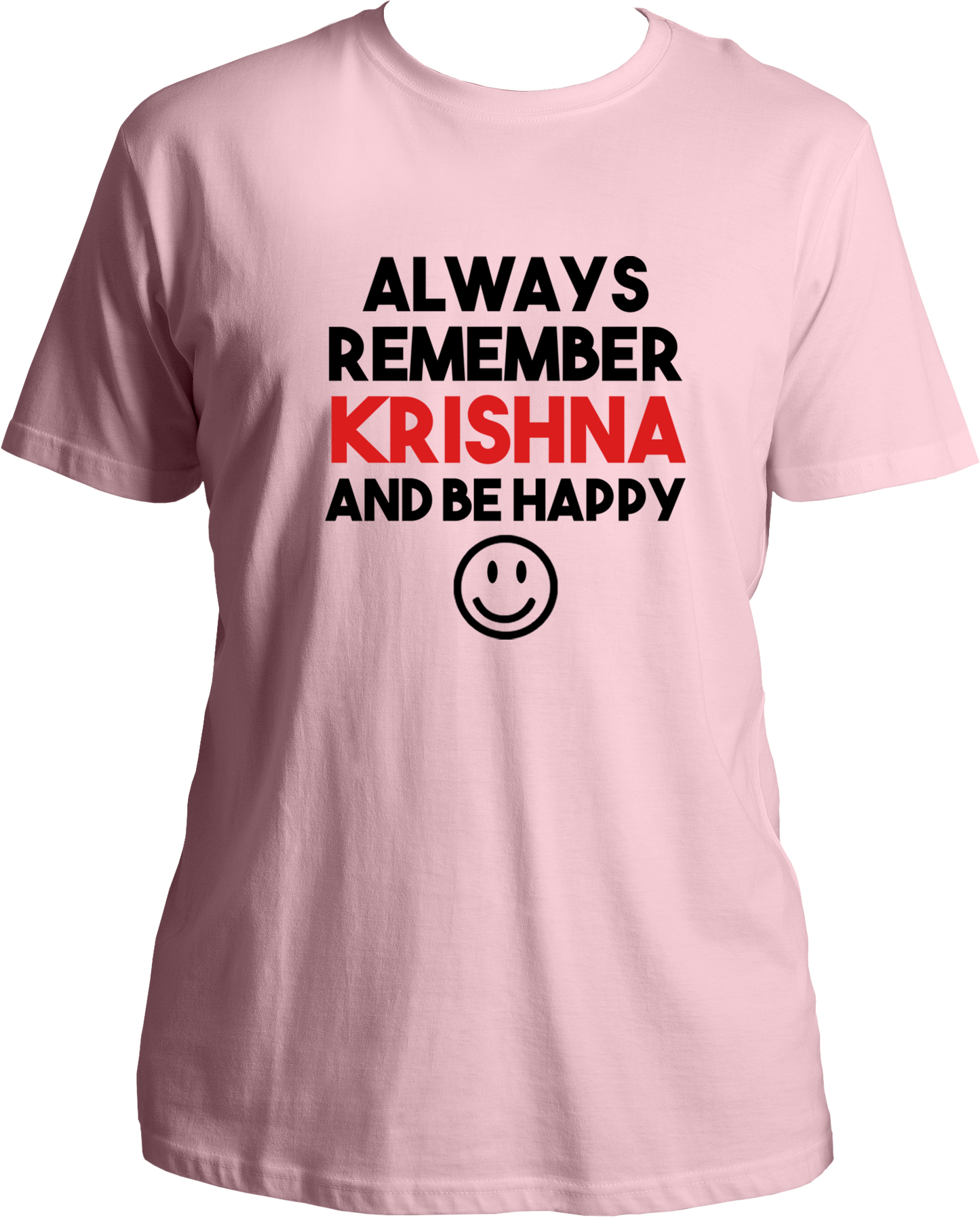 Always remember krishna and be happy. Wear this wonderful and amazing Baby Pink t-shirt if you love Krishna. Radhe Radhe!