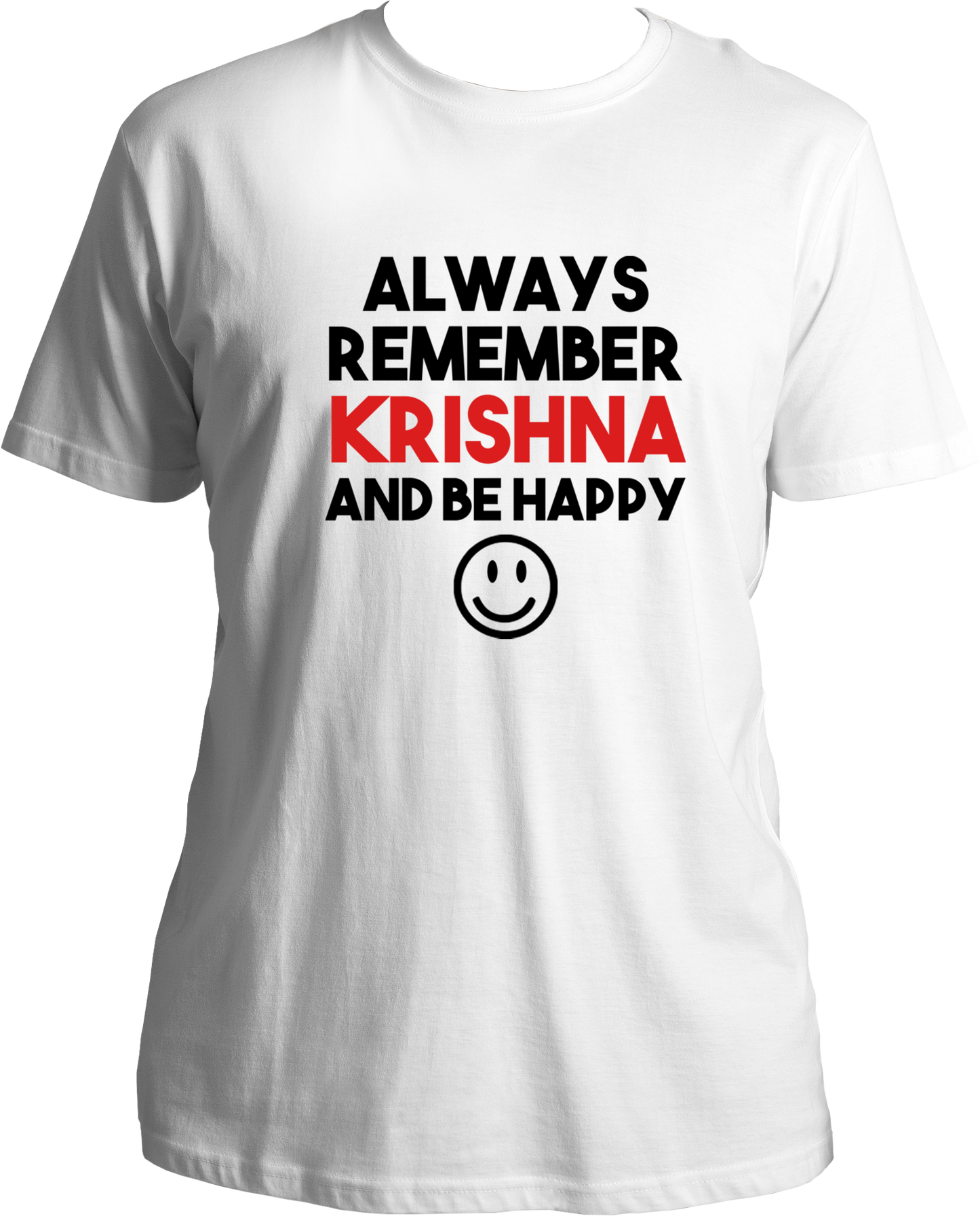 Always remember krishna and be happy. Wear this wonderful and amazing white t-shirt if you love Krishna. Radhe Radhe!