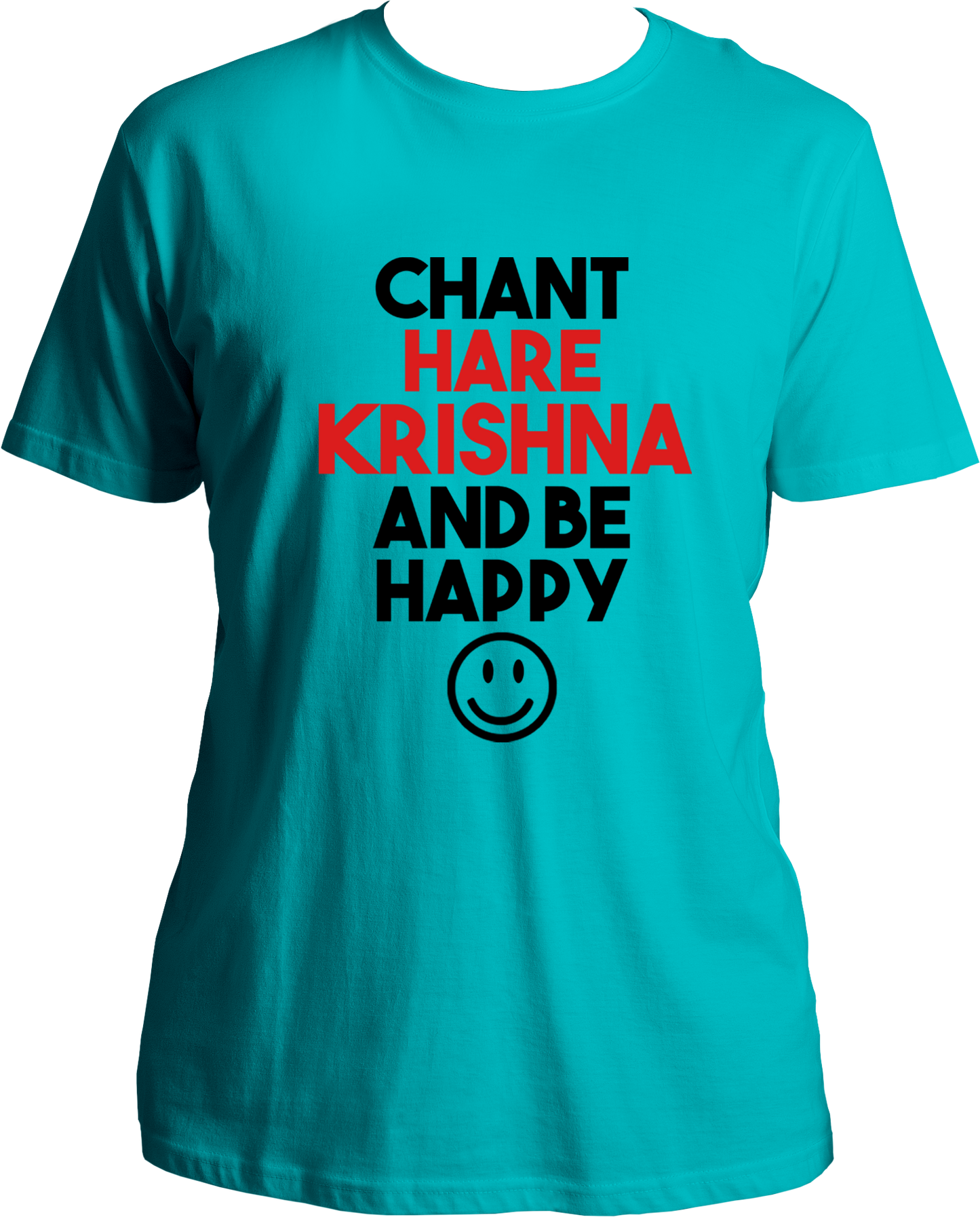 Always remember krishna and be happy. Wear this wonderful and amazing aqua blue t-shirt if you love Krishna. Radhe Radhe!