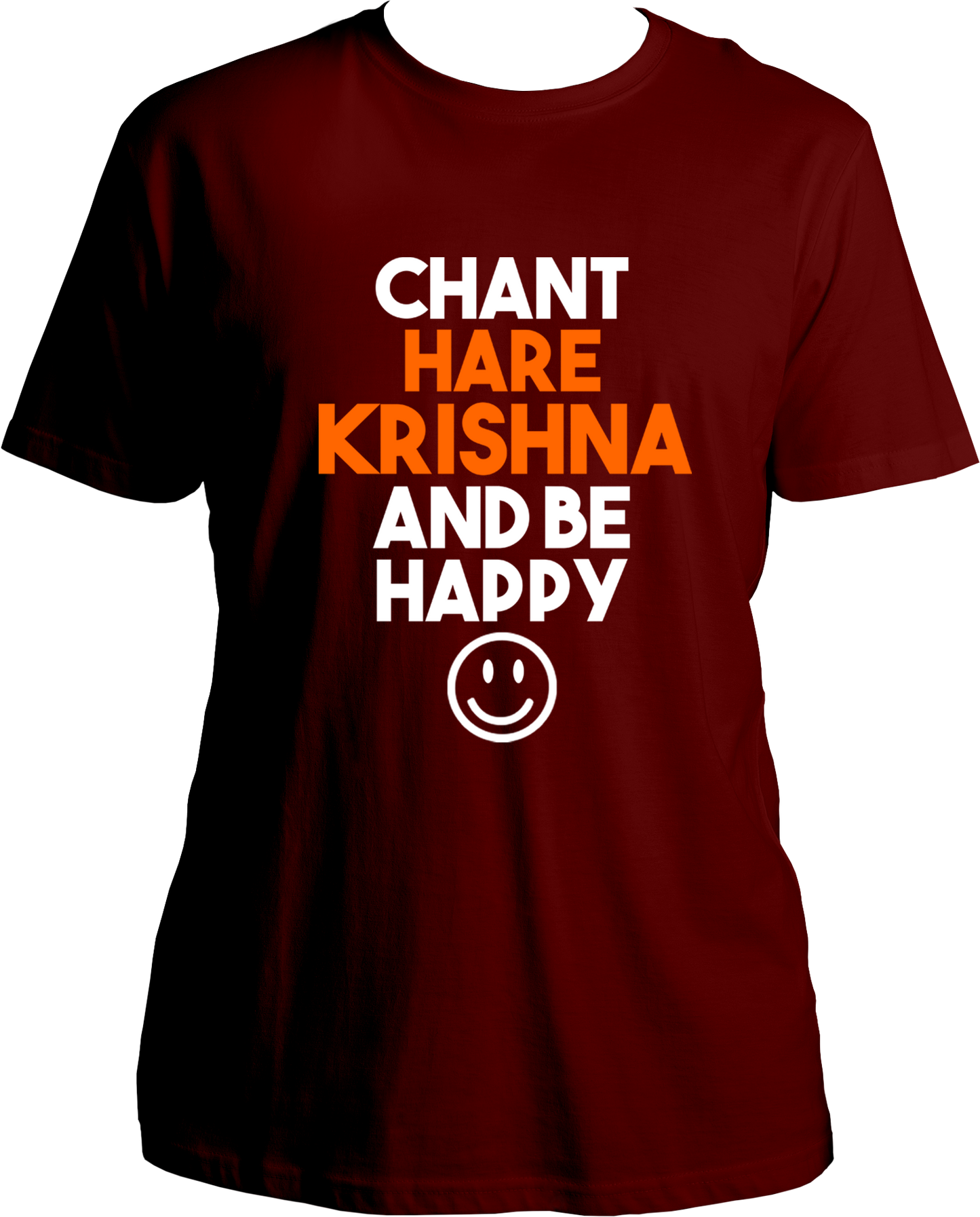 Always remember krishna and be happy. Wear this wonderful and amazing maroon t-shirt if you love Krishna. Radhe Radhe!