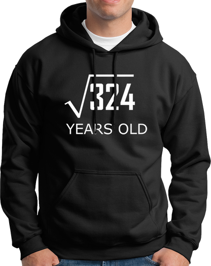 Black 18 Years Old Unisex Hoodie by Garrari with mathematical 18th birthday graphic